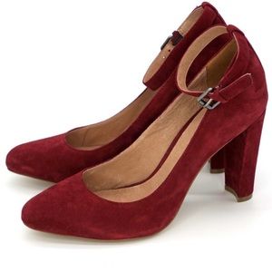 Madewell The Cara Ankle Strap Heels Suede Pumps